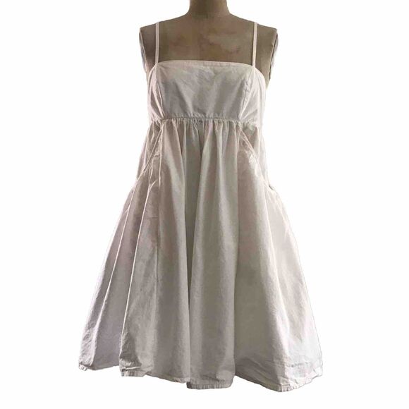 Urban Outfitters White Cotton Strappy Sleeveless A Line Flared Mini Dress - XS - Picture 2 of 9